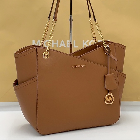 MICHAEL KORS LARGE X CHAIN LOGO SHOULDER BAG BROWN - Picture 4 of 16